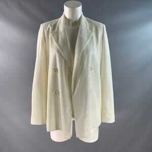 BLACK HALO Size S Beige Nylon Sequined Double Breasted Pants Suit